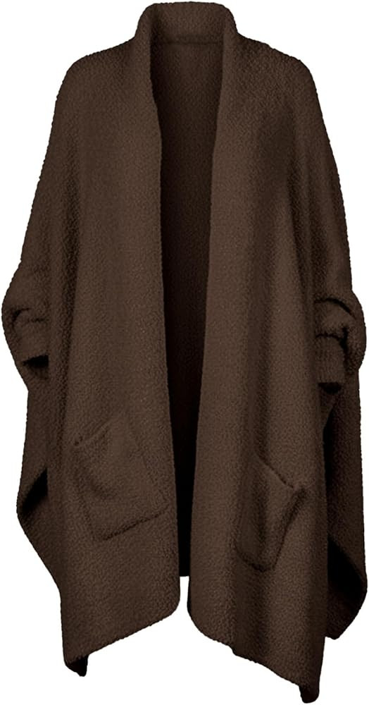 Wearable Blanket Sherpa Poncho Unique Office Work Warm Cozy Shawl TV Throw Blankets, Plush Cape W... | Amazon (US)