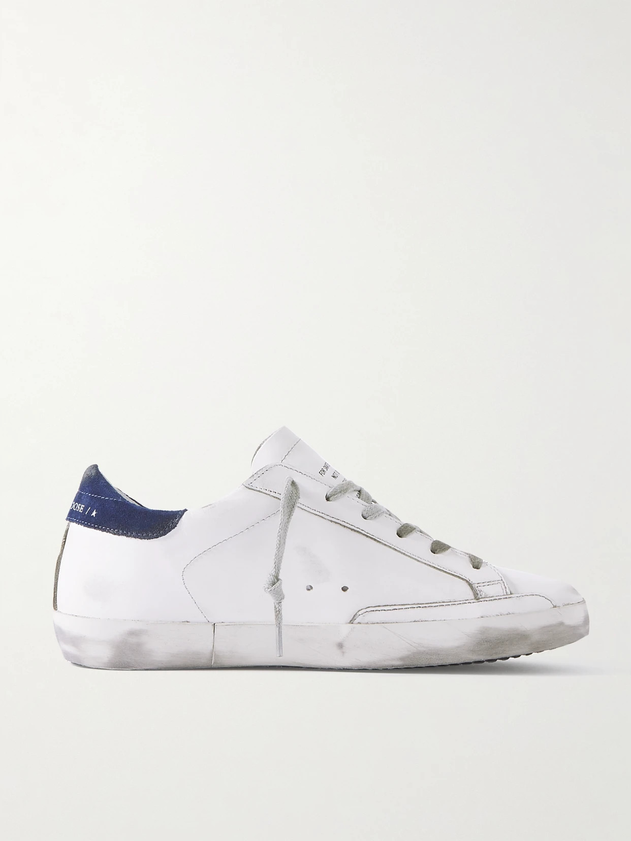 Golden Goose - Superstar Distressed Leather And Suede Sneakers - White | NET-A-PORTER (US)