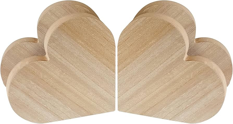 8 Inch 4 Pack Thick Wooden Heart for Crafts, Freestanding Wood Block Unfinished MDF Wood Heart Si... | Amazon (US)