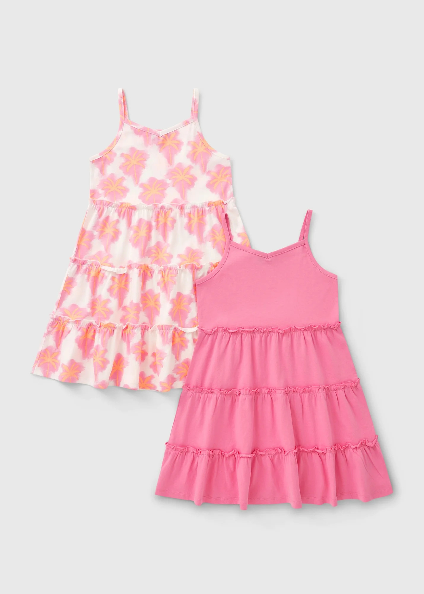 2 Pack Girls Pink Holiday Tiered Dresses (7-15yrs) | Matalan (UK)