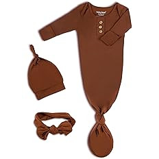 Newborn Baby Knotted Gown, Super Soft Silky Infant Sleeper, Baby Girl Sleep Gown with Mittens, Bo... | Amazon (US)