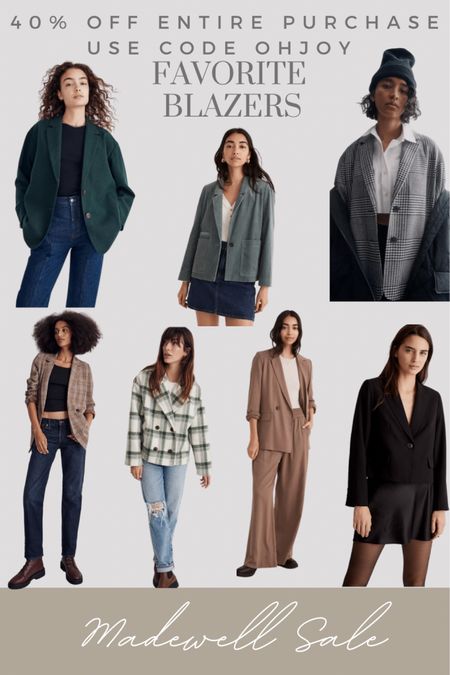 Madewell clothing sale alert. 40% off entire purchase with code OHJOY. Here are my favorite blazers. #blazers #madewell #madewellsale #fallblazers #clothingsale #madewellblazers 

#LTKSeasonal #LTKsalealert #LTKCyberweek