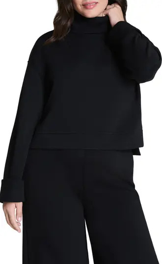 Cuffed Sleeve Crop Turtleneck Sweatshirt | Nordstrom