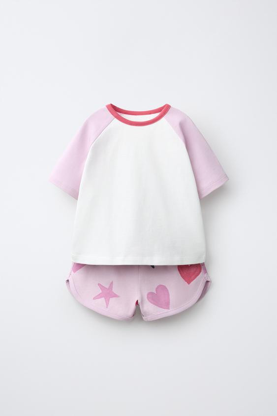 STAR AND HEART RAGLAN T-SHIRT AND BERMUDA SHORTS SET | Zara US