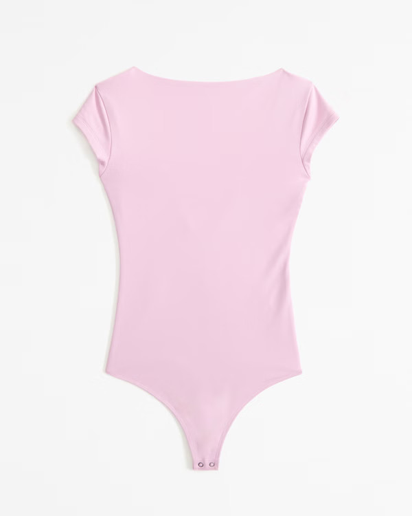 Short-Sleeve Cotton-Modal Open-Back Bodysuit | Abercrombie & Fitch (US)