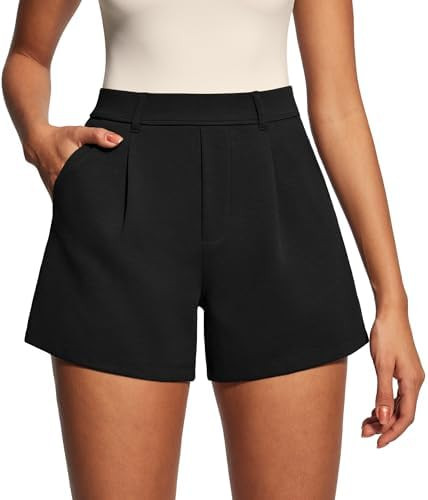 IUGA Dress Shorts for Women High Waisted Dressy Casual Shorts Work Trouser Shorts Pleated Wide Le... | Amazon (US)