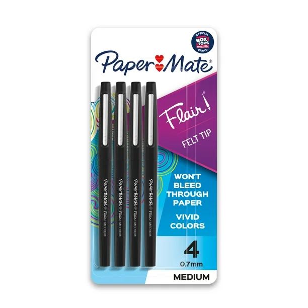 Paper Mate Flair Felt Pens Medium Point Black Ink 84344 | Walmart (US)