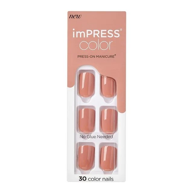KISS imPRESS Color Press-on Manicure, Caramel, Short, Square | Walmart (US)
