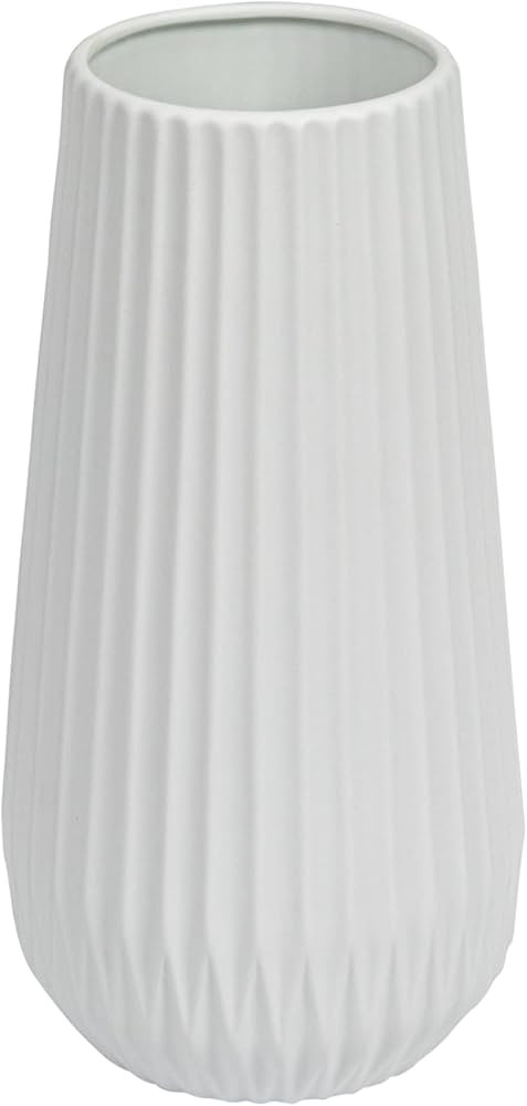 Bloomingville Tall White Ceramic Fluted Vase | Amazon (US)