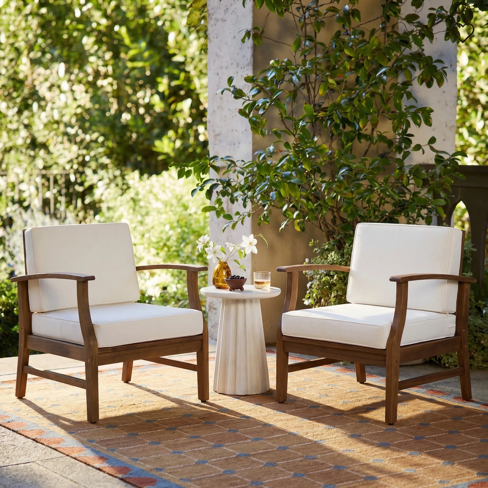 Tavares Acacia Outdoor Lounge Chair (Set of 2) | Wayfair North America