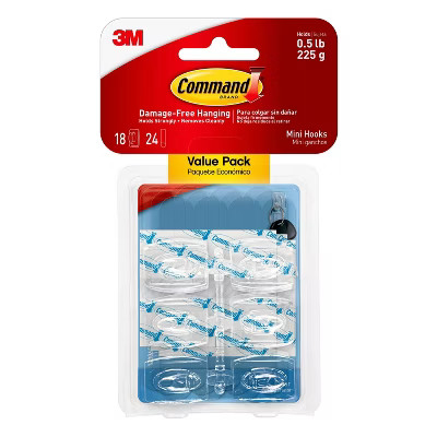 Command Mini Decorative Hooks with Strips Clear | Target