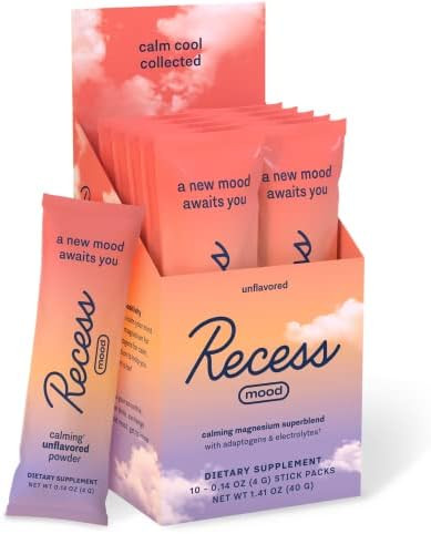 Recess Mood Powder, Calming Magnesium L-Threonate Blend with Passion Flower, L-Theanine, Electrol... | Amazon (US)