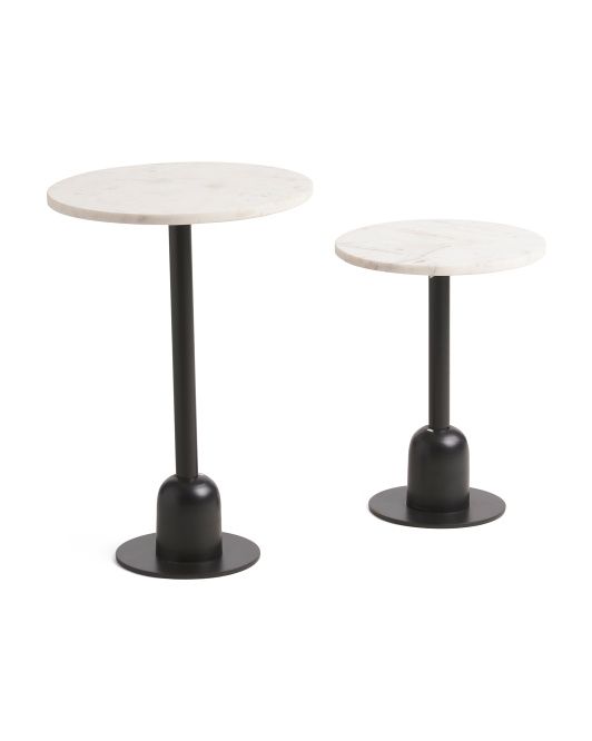 Set Of 2 Marble Top Side Tables | TJ Maxx