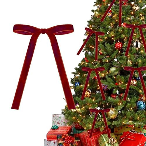 12 Pcs Burgundy Velvet Bows for Christmas Tree, Wreath Garland Velvet Bows with Gold Twist Ties, Velvet Bows for Xmas Garland Wedding Home Tree Decorations (Burgundy-12PC) | Amazon (US)