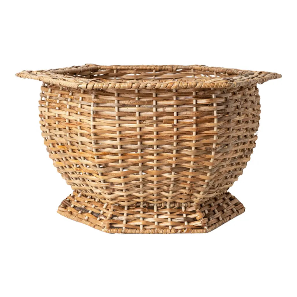 Wicker Hexagonal Planter in Tan, Small | Chairish