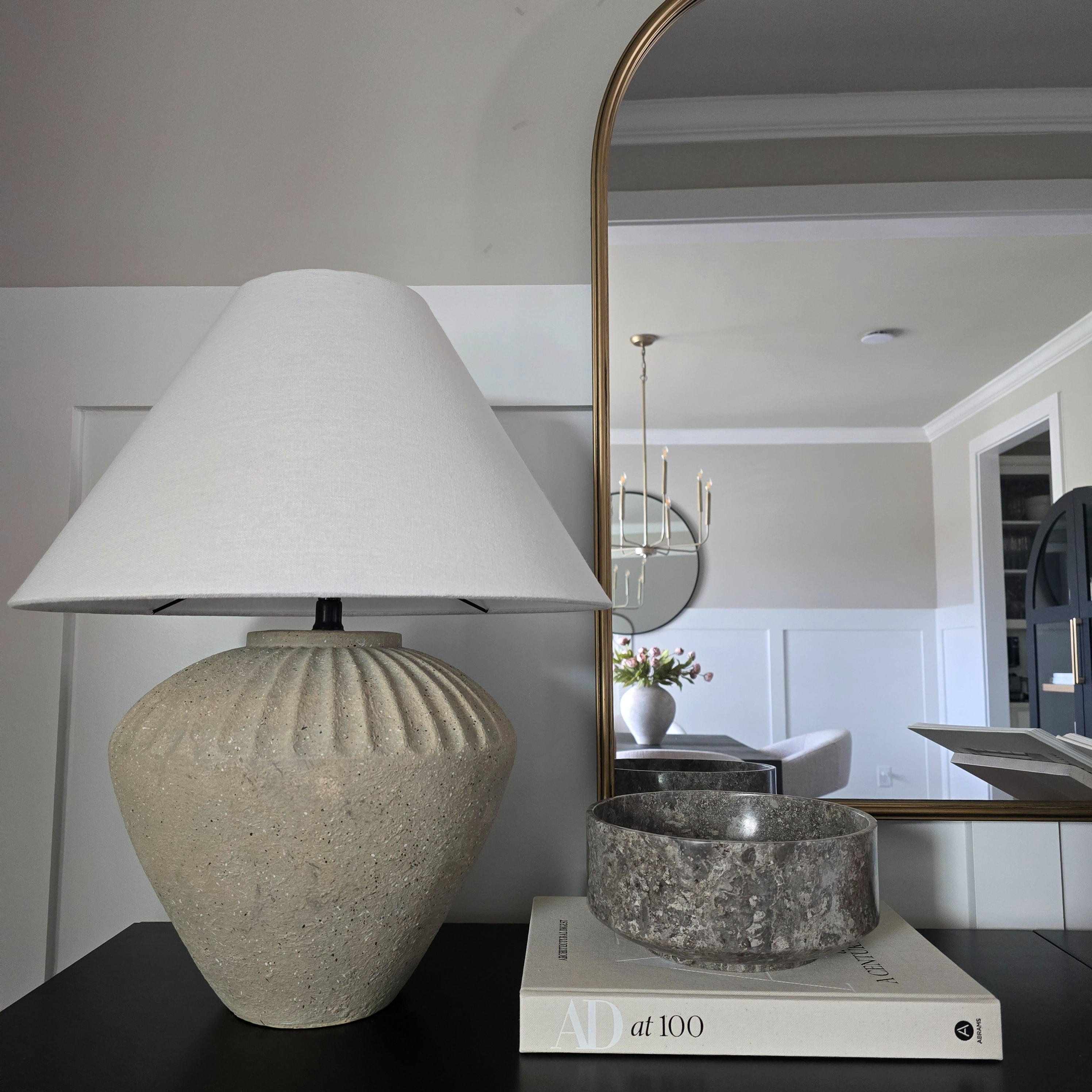 Entryway console table inspiration, simple and minimal. Entryway styling, entryway console table, neutral lamp, marble bowl, arched brass mirror, modern organic home

#LTKHome #LTKStyleTip
