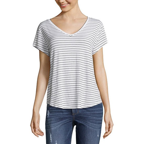 Arizona-Womens V Neck Short Sleeve T-Shirt Juniors | JCPenney