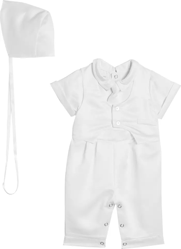 Christening Romper & Hat Set | Nordstrom