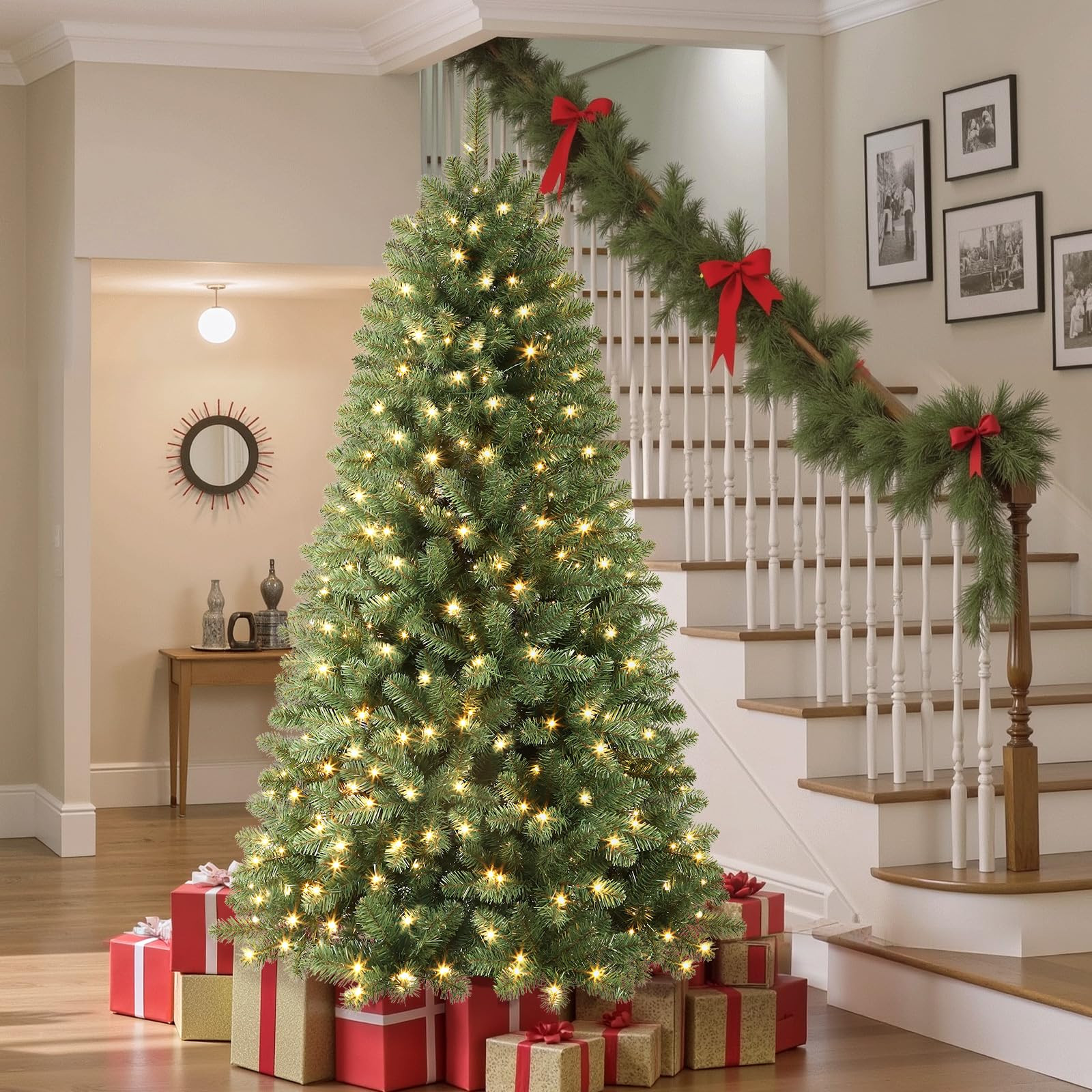 7.5 foot pre-lit Christmas tree classic spruce | Amazon (US)