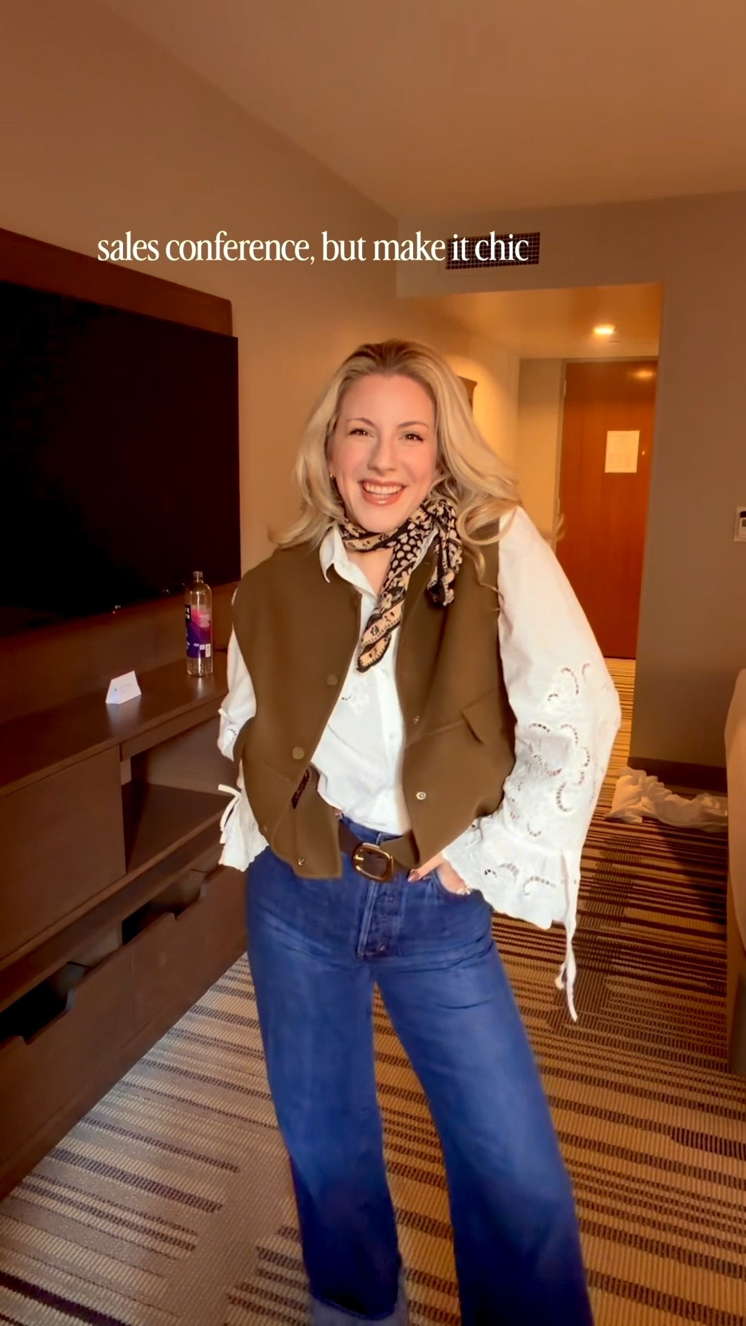 Sales conference outfit ✨

Sharing what I wore for day one — structured layers, elevated denim, and polished accessories. This is my go-to formula when I want to feel confident but still comfortable for long conference days.

Raphaelle shirt + Suzon jacket + Favorite Daughter jeans = effortless business casual.

Everything linked below 🤍

#LTKWorkwear #LTKSeasonal #LTKootd