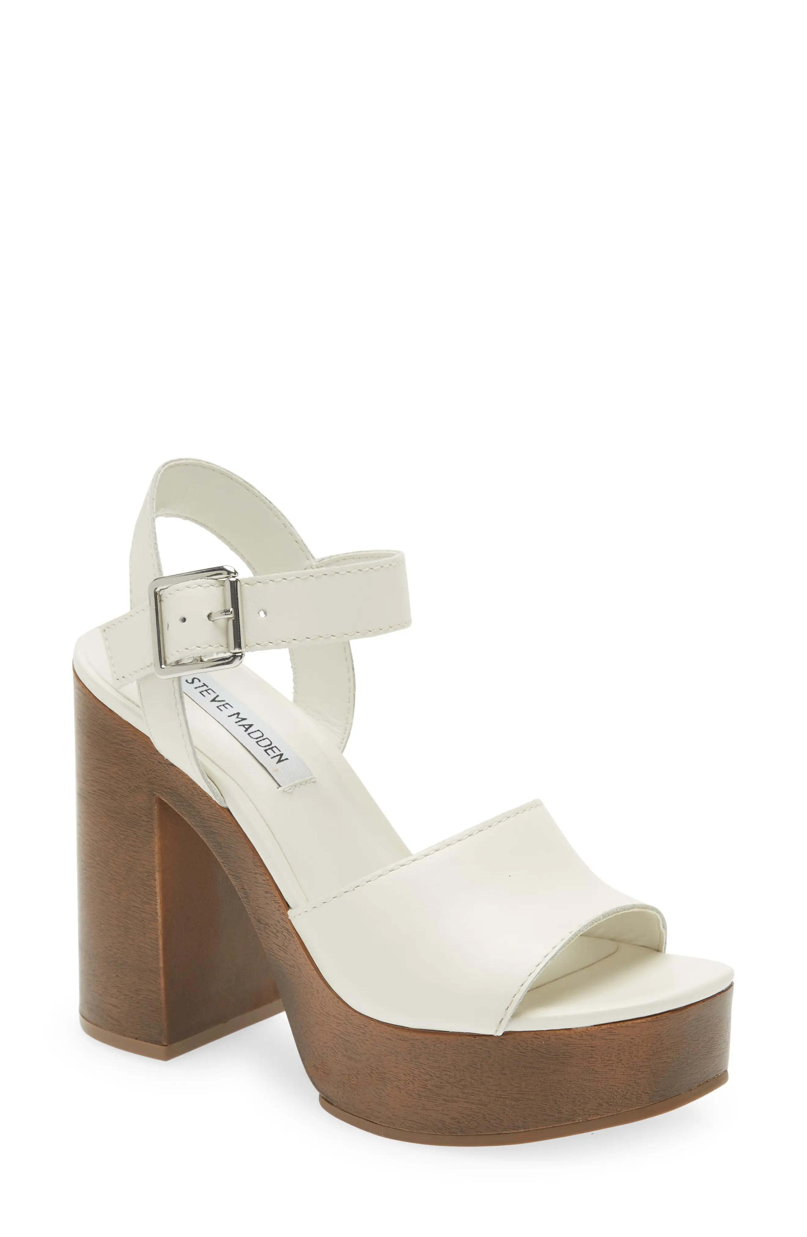 Steve Madden KYE Platform Sandal in White Leather at Nordstrom, Size 7.5 | Nordstrom