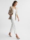 Reiss White Shae Taper Tapered Linen Trousers | Reiss UK