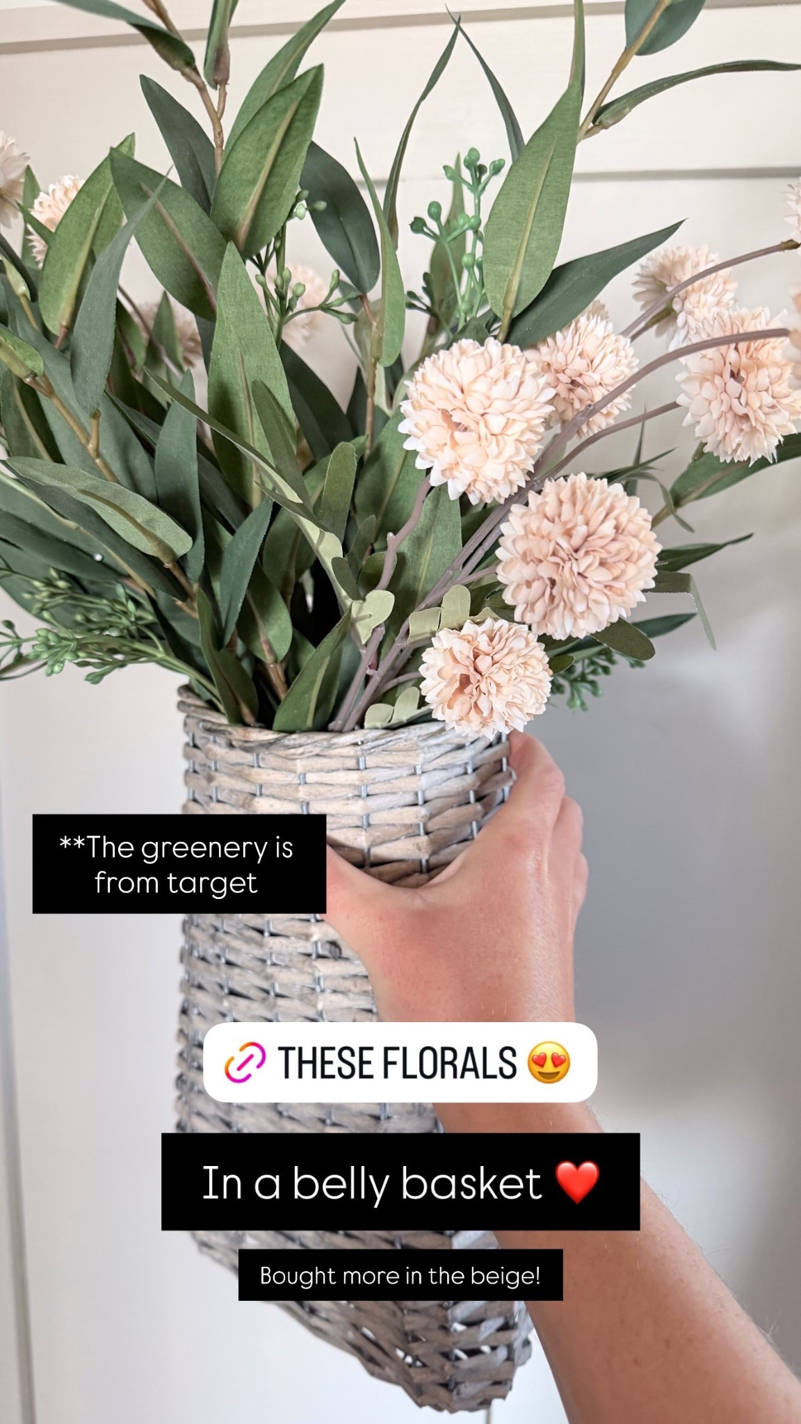 **The greenery is 
from target In a belly basket ❤️ Bought more in the beige!