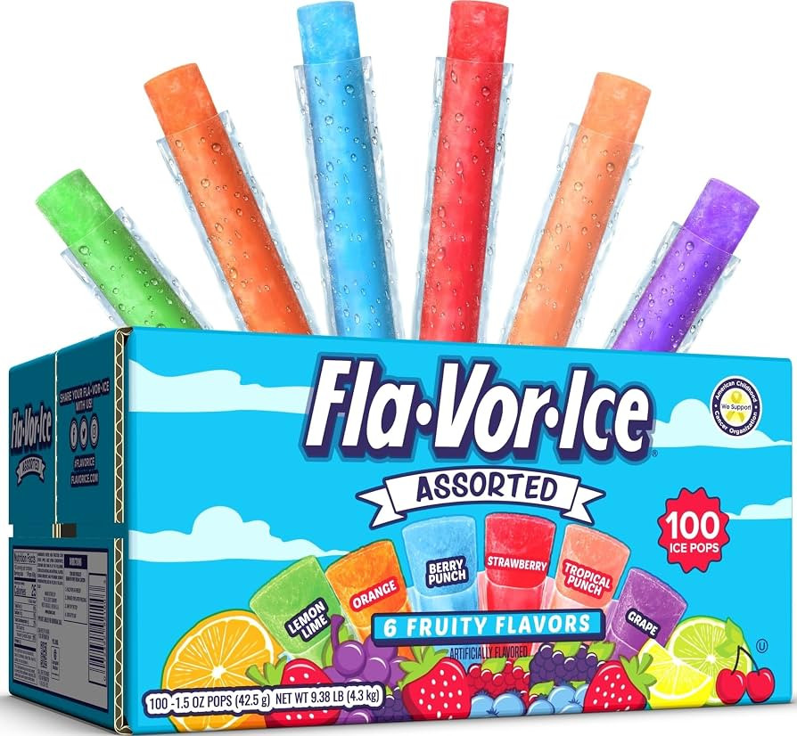 Fla-Vor-Ice Popsicle Variety Pack, Ice Pops, Assorted Flavors, 100 Count | Amazon (US)