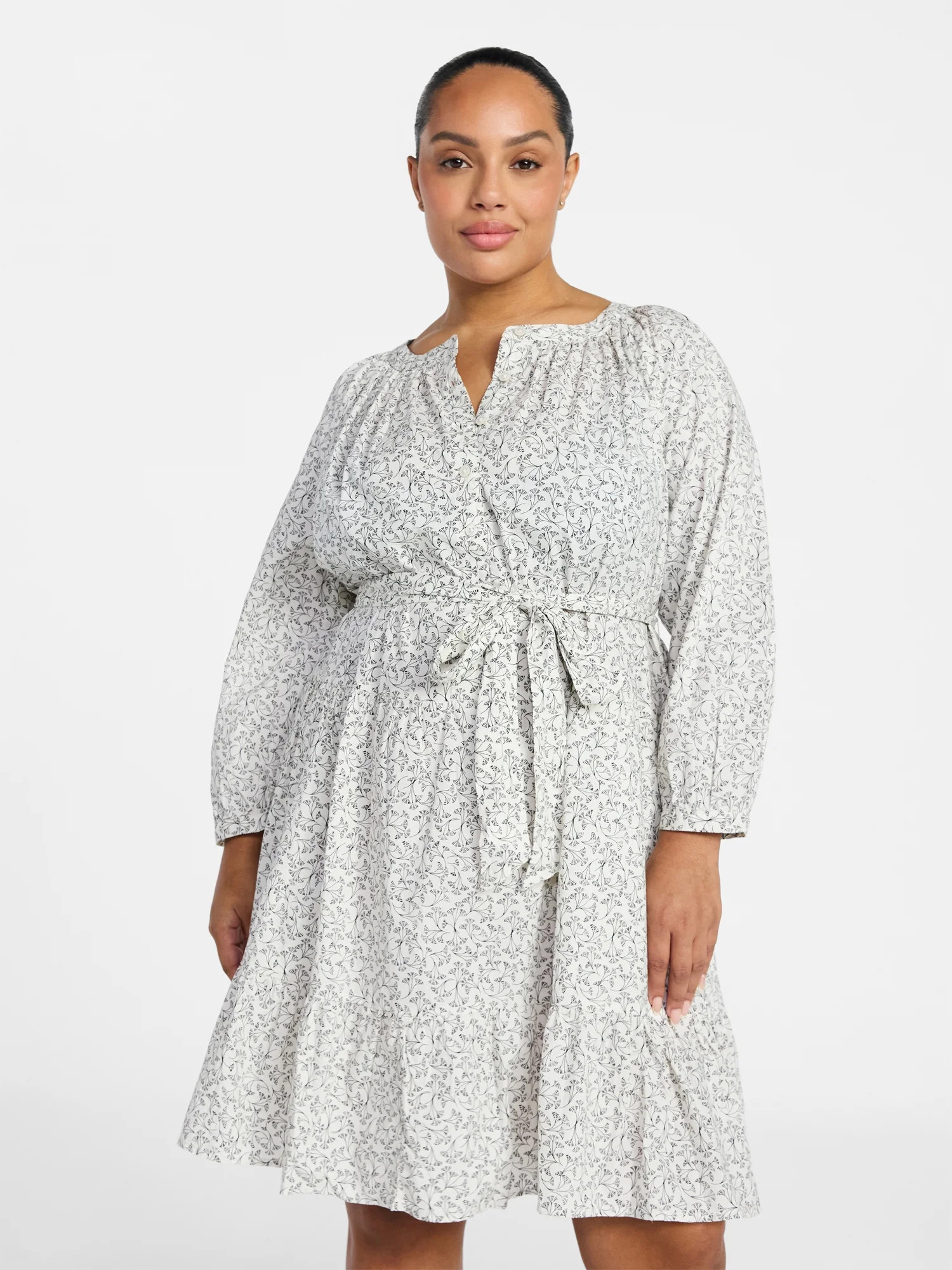Terra & Sky Women's Plus Size Mini Tiered Shirt Dress, Sizes 0X-4X | Walmart (US)