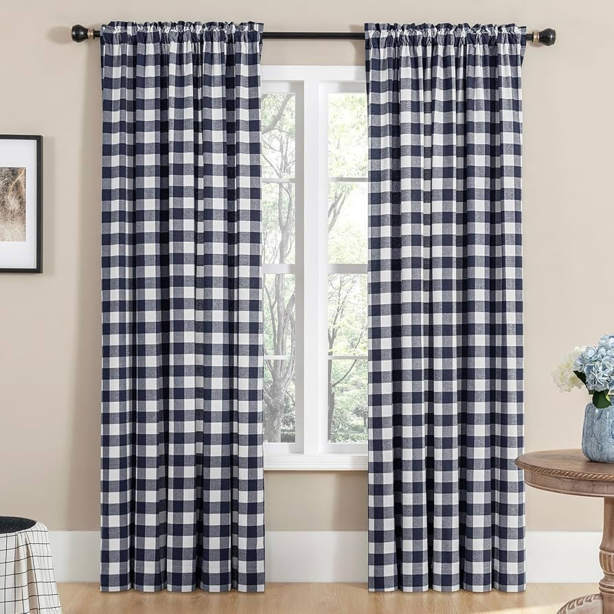 Melodieux Buffalo Check Plaid Curtains for Living Room, Bedroom Farmhouse Gingham Style Cotton Te... | Amazon (US)