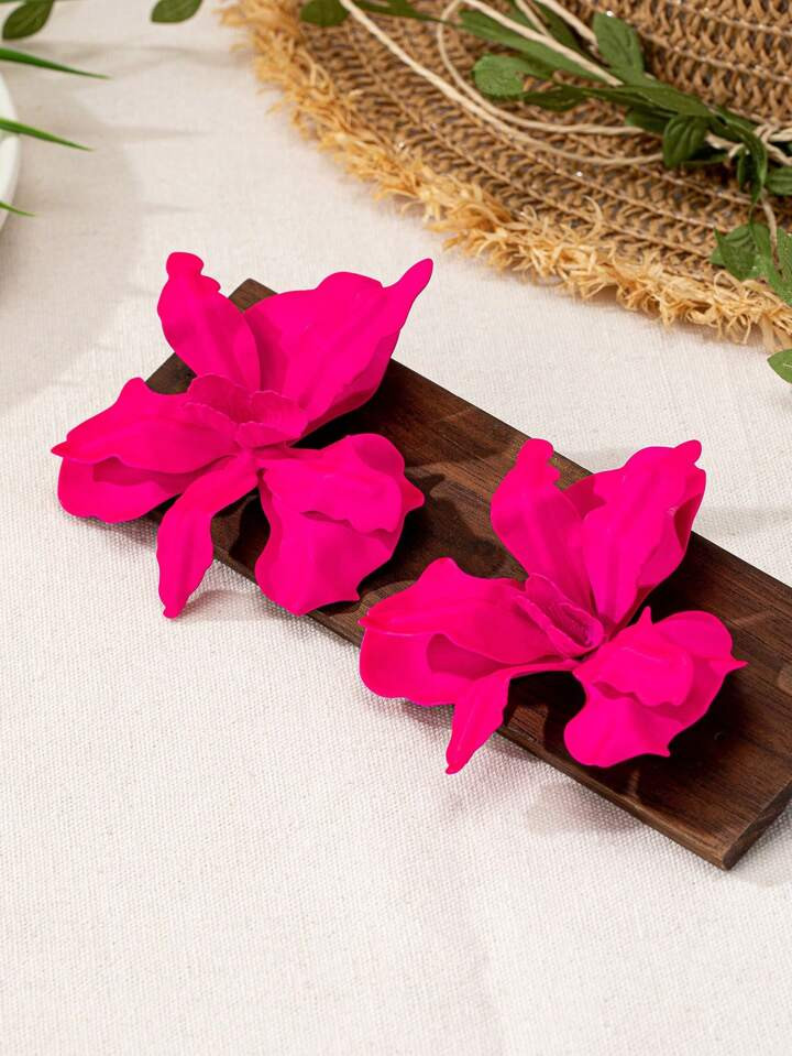 1pair Floral Decor Earrings, European & American Style Vacation Vibe Women Stud Earrings Note: Fl... | SHEIN