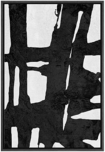 Amazon.com: SIGNFORD Framed Canvas Wall Art Bold Ink Stroke with Grid and Texture Abstract Brushs... | Amazon (US)