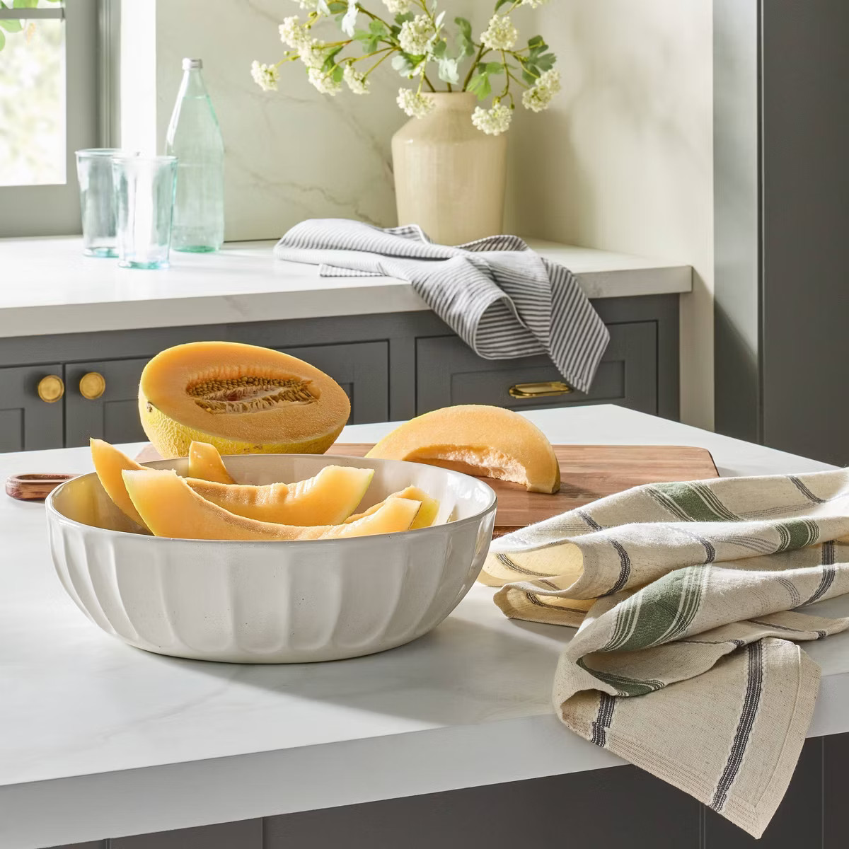 42 fl oz Large Stoneware Serving Bowl Sour Cream - Hearth & Hand™ with Magnolia | Target