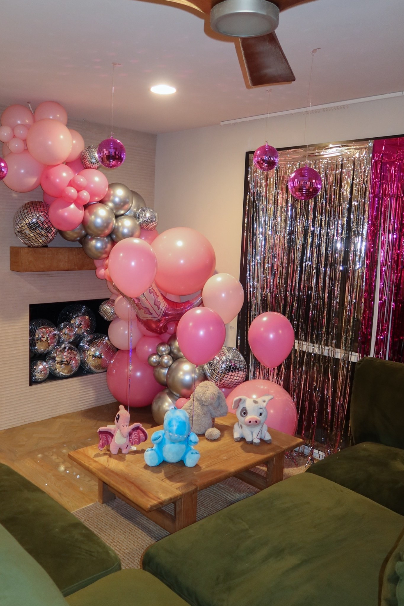 Pink disco birthday setup! Linked disco balls, door fringe and hanging materials all Amazon 

#LTKParties