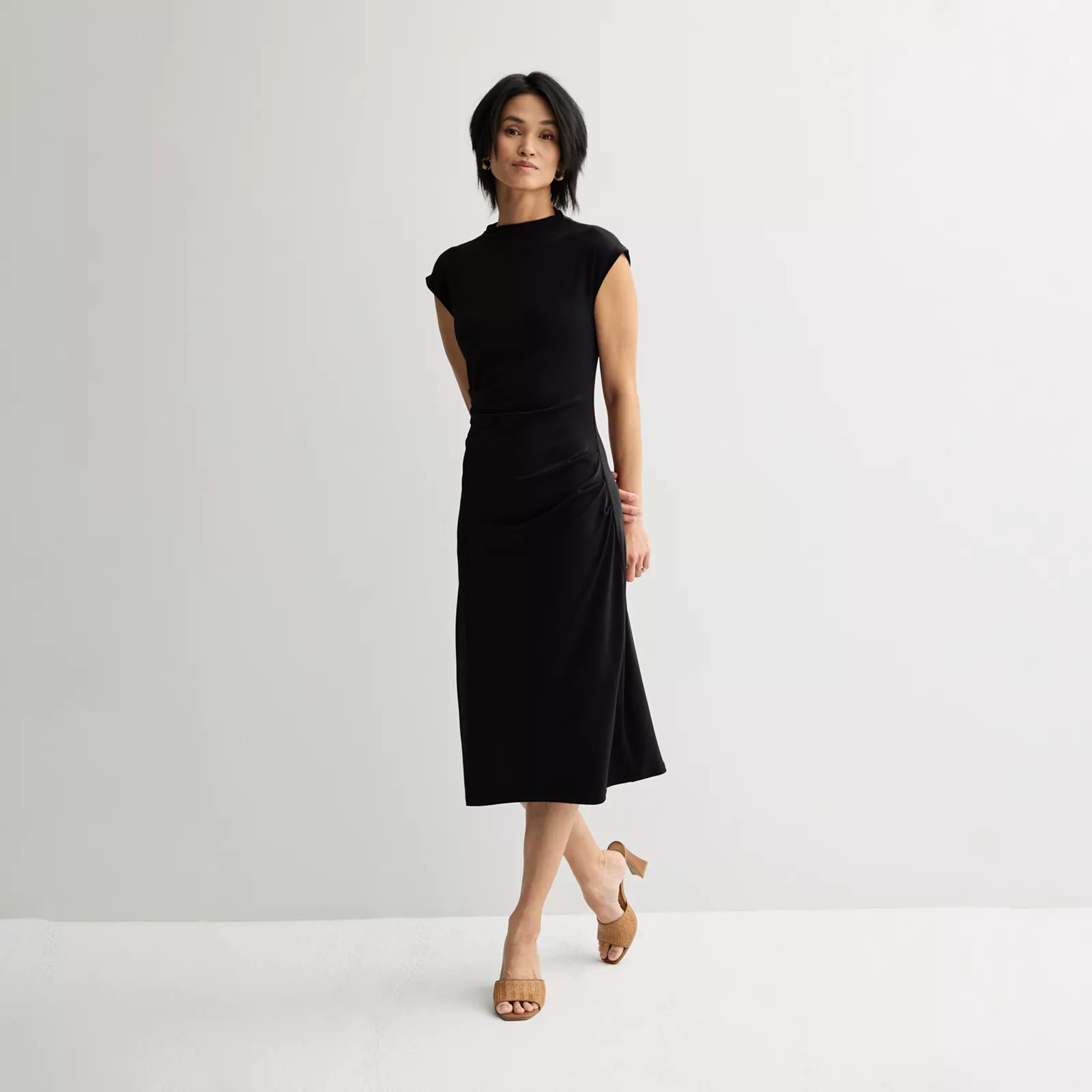 Women's Nine West Mock Neck Knit Dress, Size: XL, Mineral Black | Kohl's