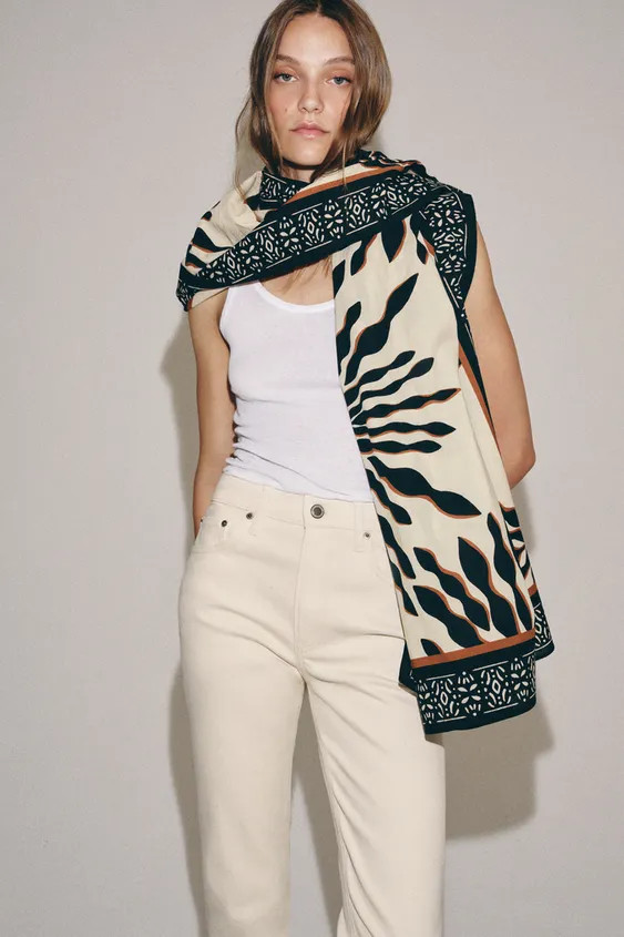PALM TREE PRINT SCARF | Zara US