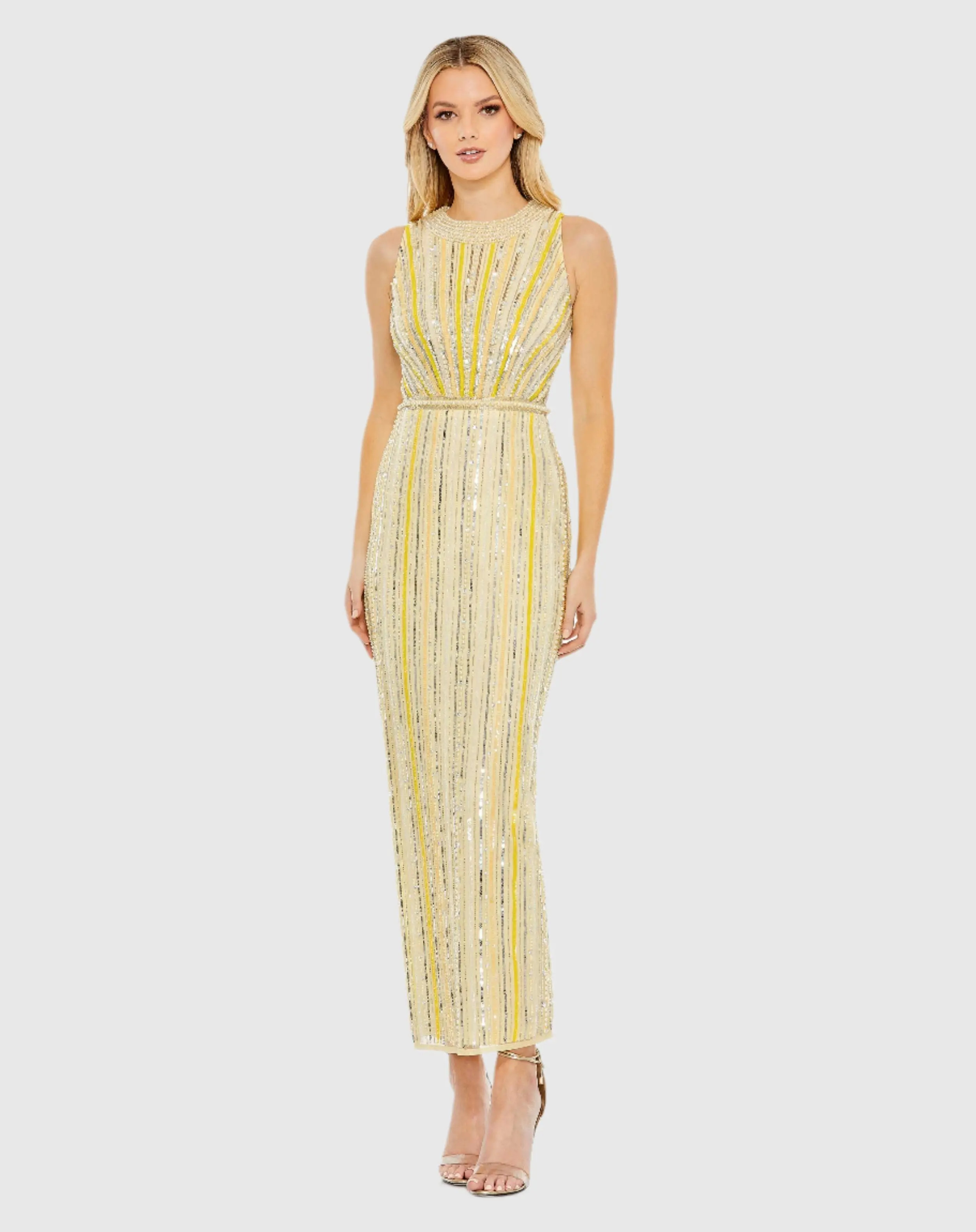 Embellished Halter Neckline Sheath Dress - Mac Duggal | Mac Duggal