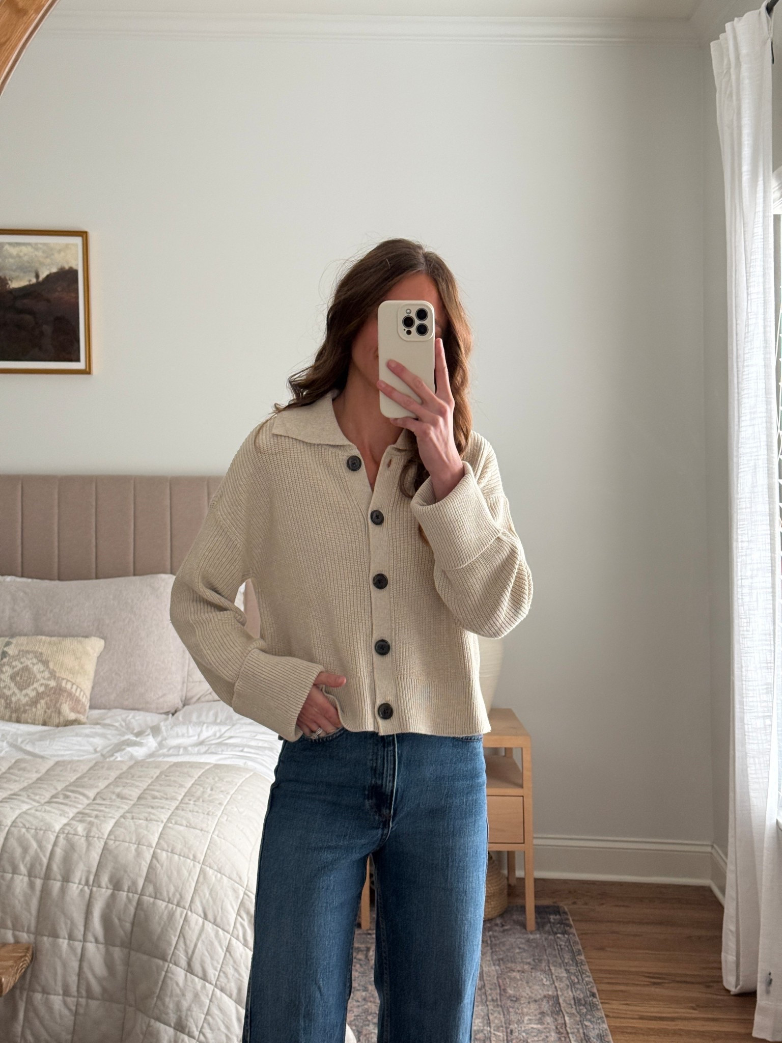 Cotton collared cardigan 