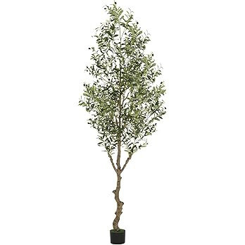 VIAGDO Artificial Olive Tree 8ft Tall Fake Potted Olive Silk Tree with Planter Large Faux Olive B... | Amazon (US)