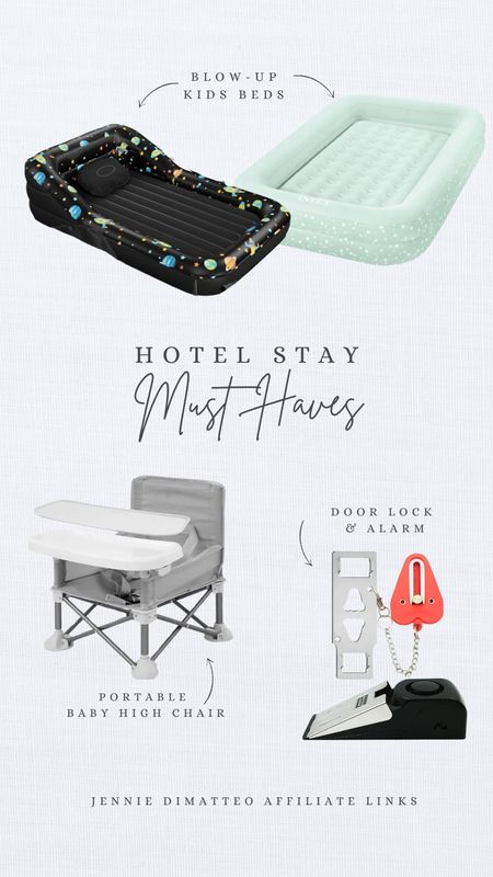 My hotel stay must haves! 
kids air mattress, kids blow up bed, portable baby high chair, door lock, door stop alarm, hotel must haves, hotel essentials, traveling with kids, family travel

#LTKTravel #LTKKids #LTKFamily