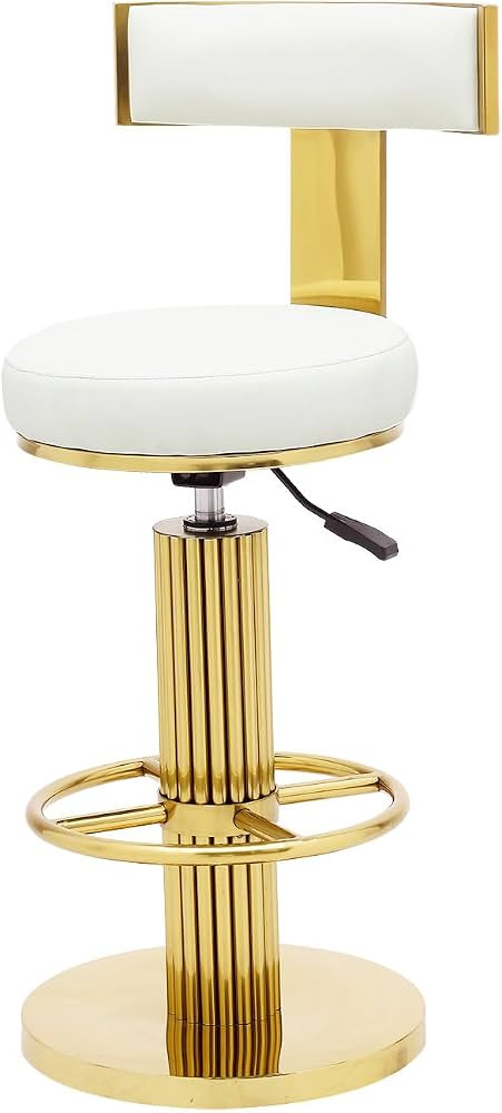 FUNROLUX Gold Bar Stools, Adjustable Swivel Counter Height Barstools, White | Amazon (US)