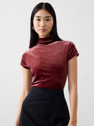 Velvet Mock-Neck Top | Banana Republic Factory