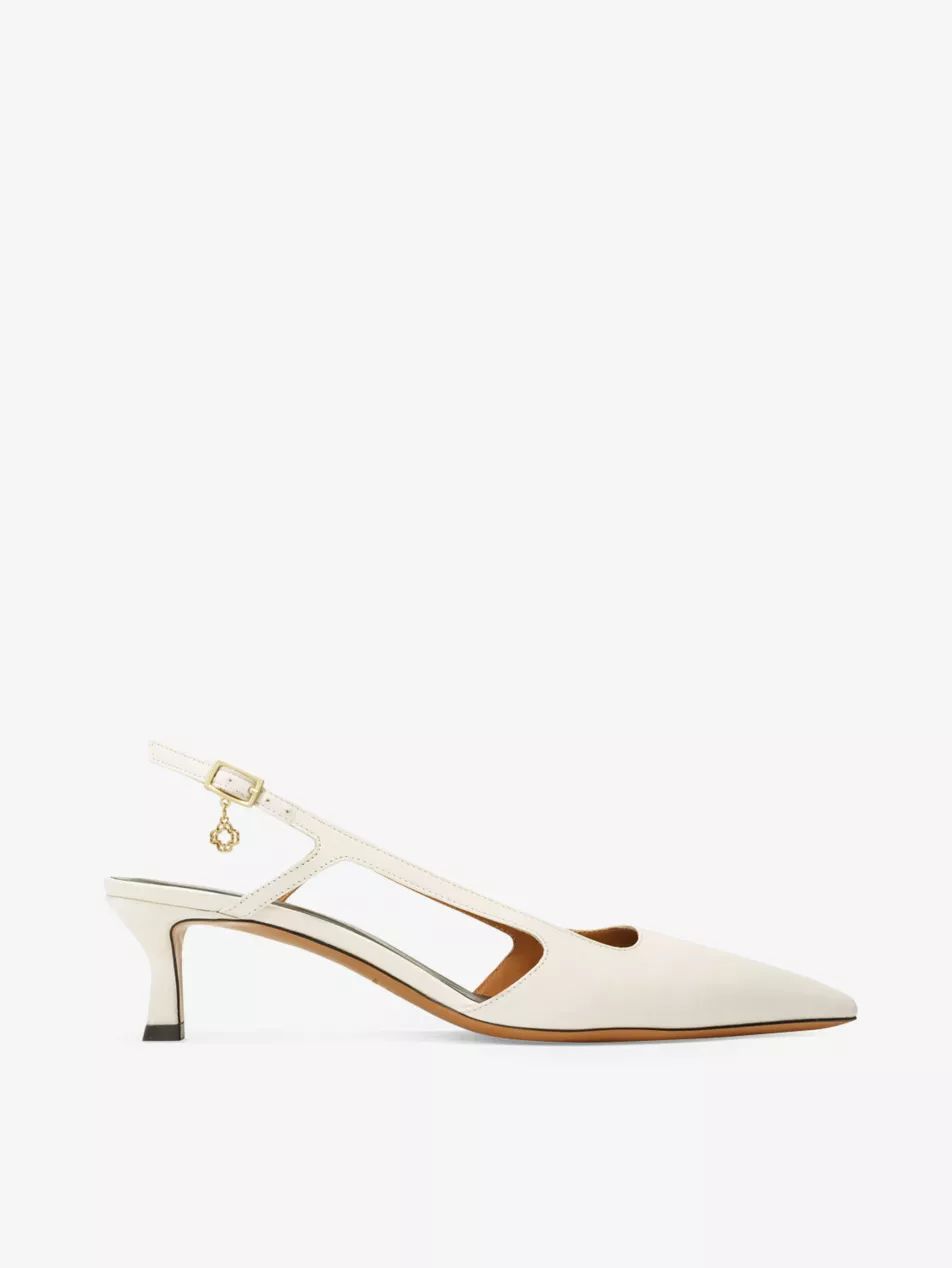 Pointed-toe kitten-heel leather pumps | Selfridges