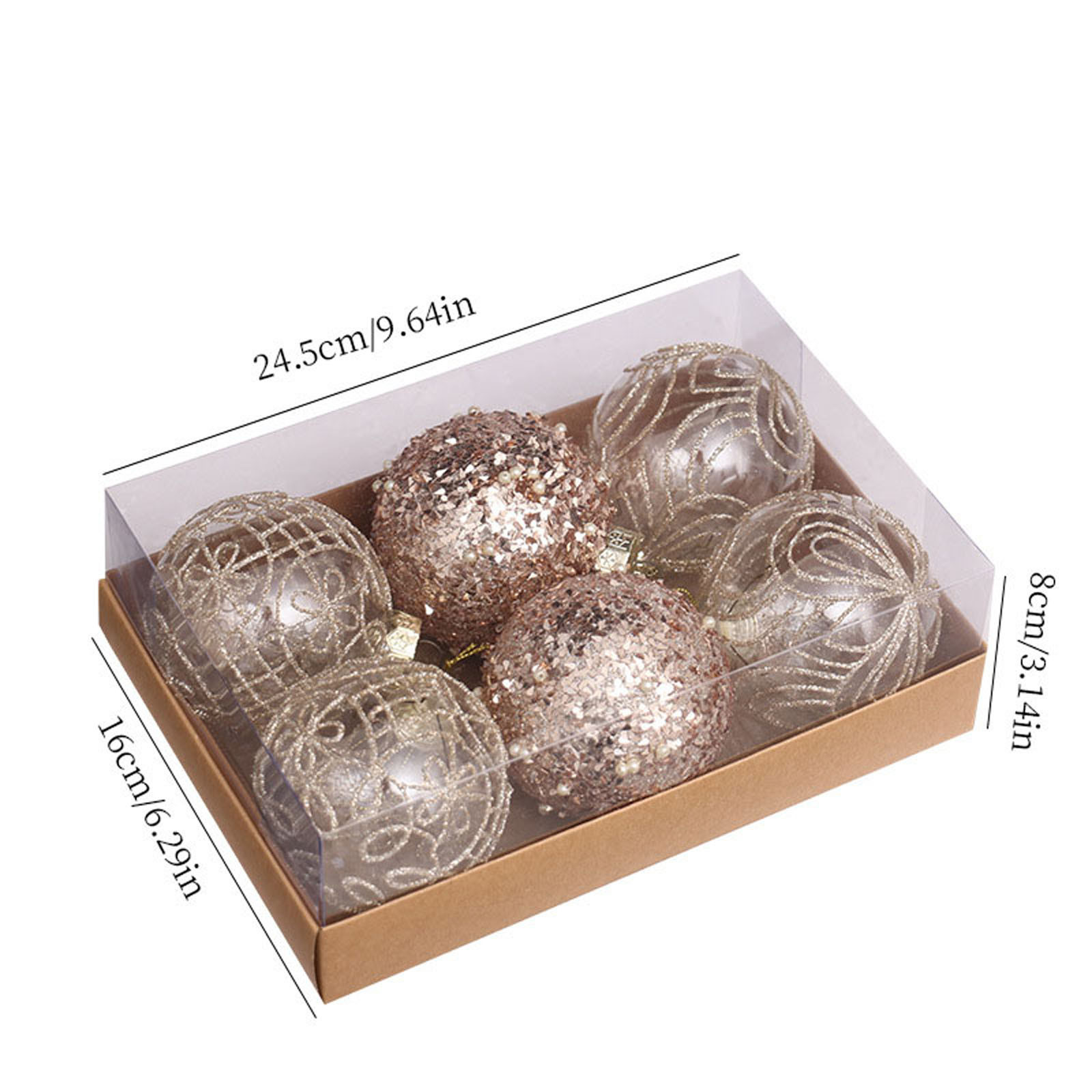 AYktou Christmas Ball Ornaments Set-80mm/3.14" White and Gold Large Shatterproof Clear Glitter Pa... | Walmart (US)