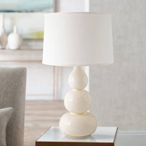 RiverCeramic® Triple Gourd Gloss White Table Lamp | Lamps Plus