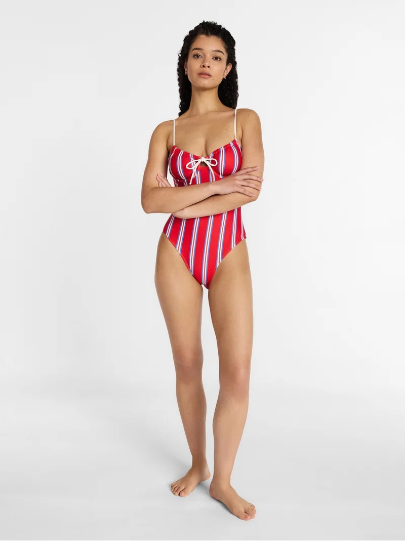 No Boundaries Striped Underwire One Piece Swimsuit, Women's XXS-XXL | Walmart (US)