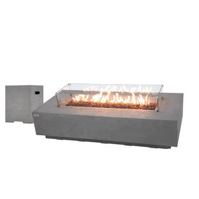 Savanah 72" Travertine Propane Fire Pit Table with Wind Guard, Burner Lid, & Tank Cover | Wayfair North America