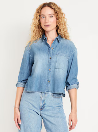 Jean Button-Down Cropped Shirt | Old Navy (US)