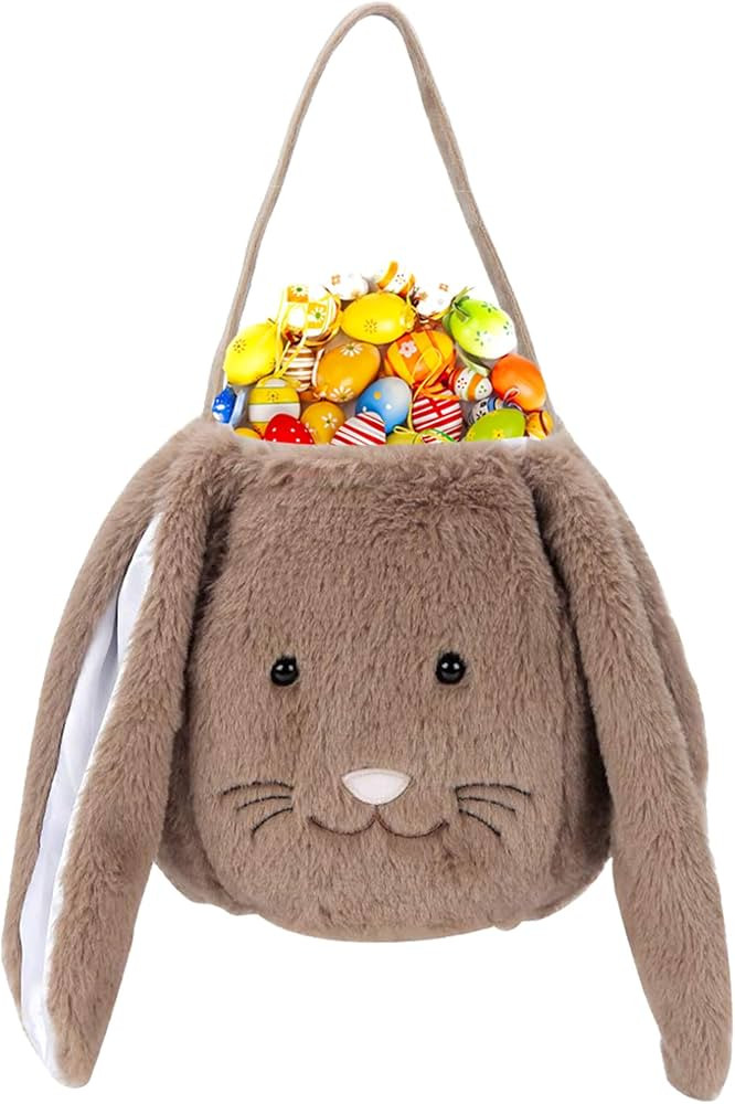 Plush Easter Bunny Basket for Kids Boys Girls Easter Buckets with Long Plush Ear Personalized Egg... | Amazon (US)