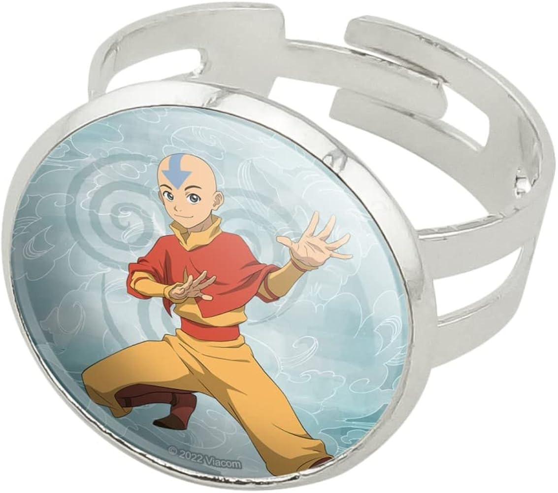 Avatar the Last Airbender Aang Silver Plated Adjustable Novelty Ring | Amazon (US)